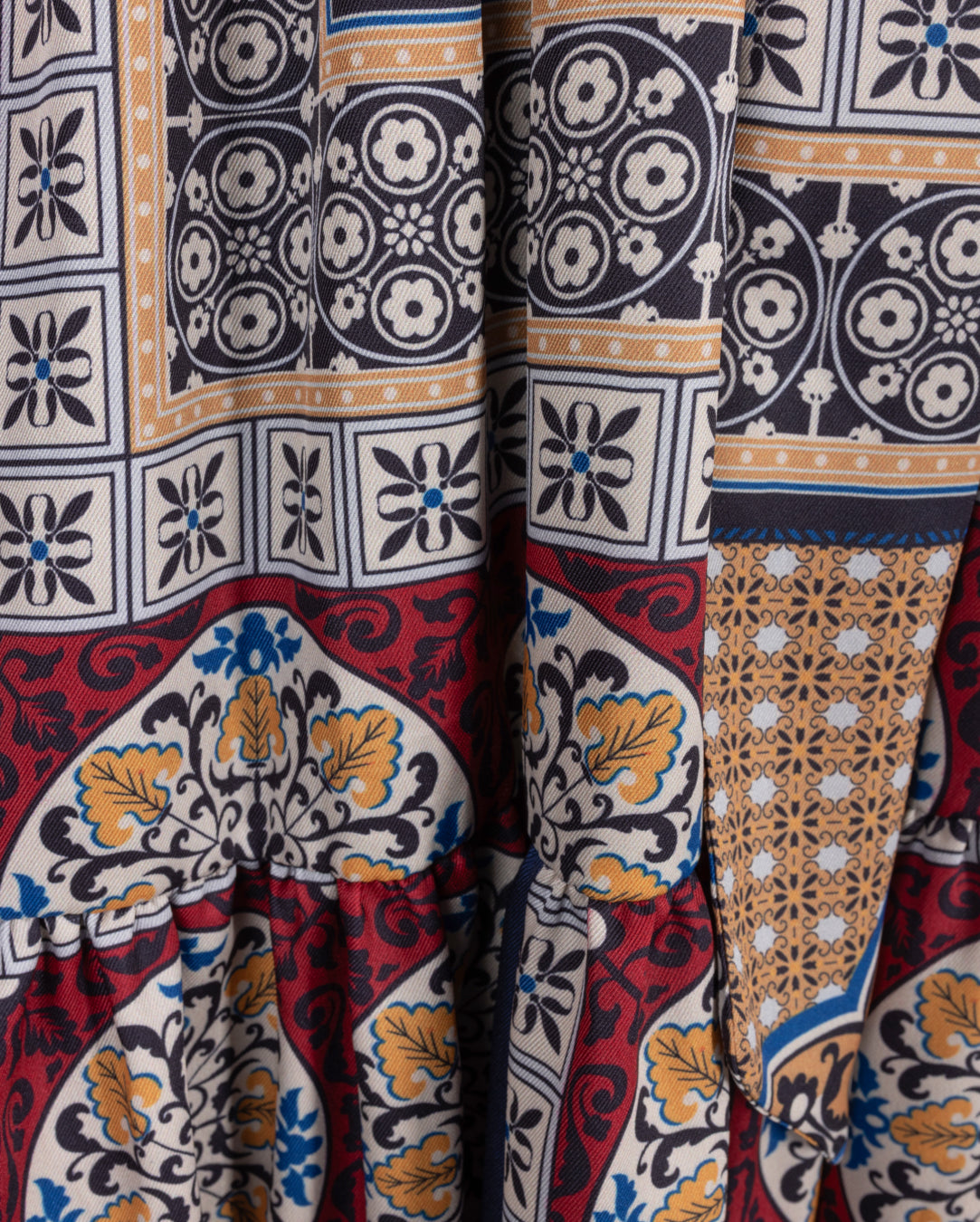 ABSTRACT PRINTED WAISTED DRESS