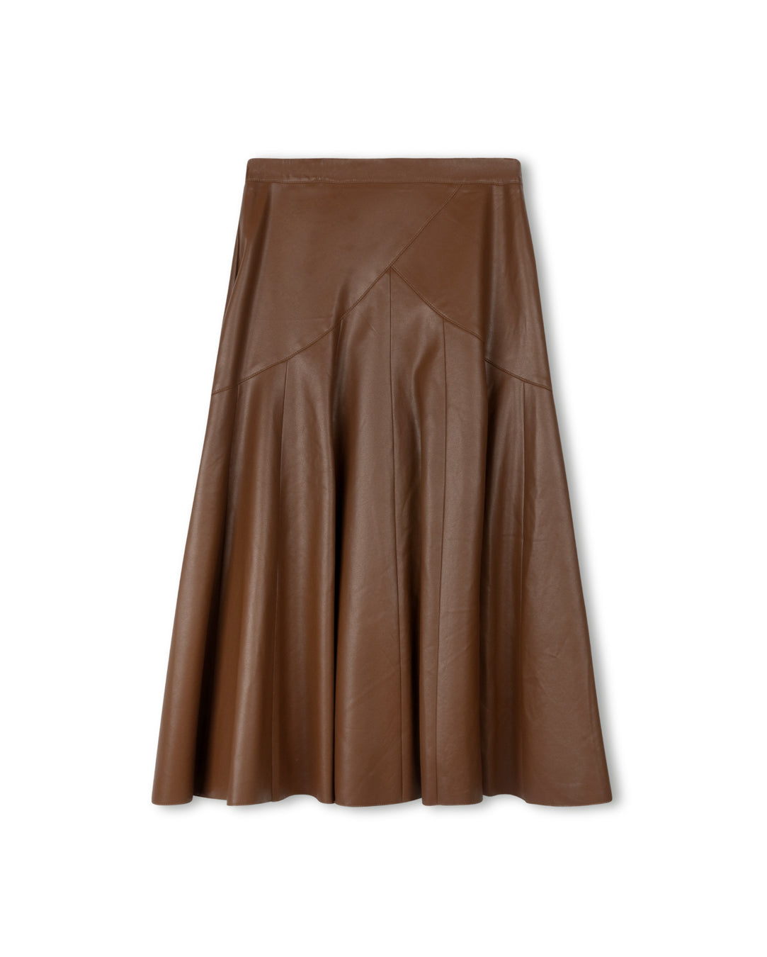 ROUNDED CROSS OVER SEAM LEATHER SKIRT