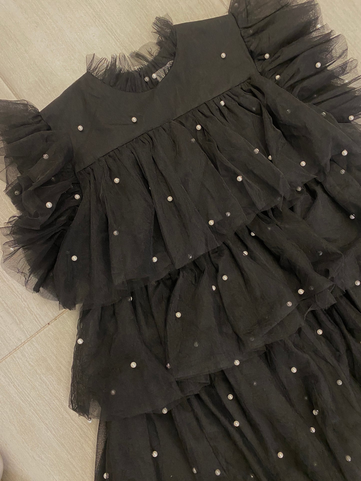 Layered Tulle With Pearls Gown