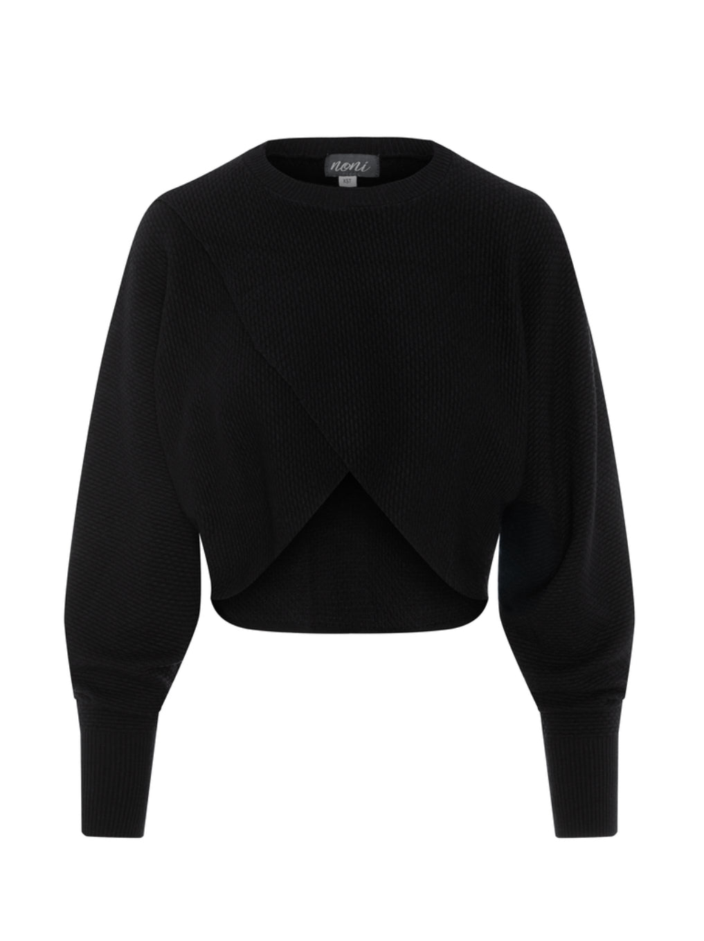 TEXTURED KNIT CROPPED WRAP SWEATER