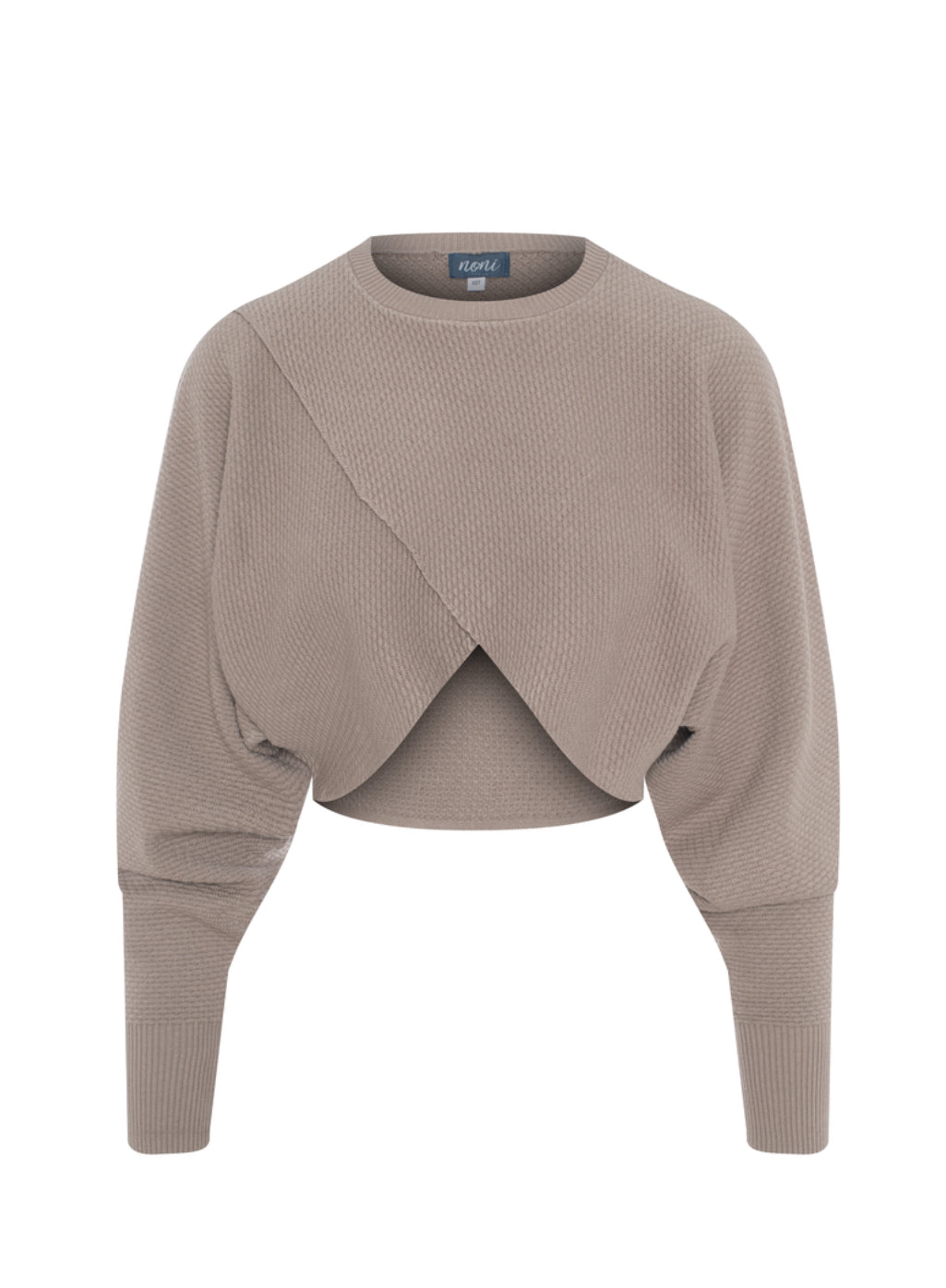 TEXTURED KNIT CROPPED WRAP SWEATER