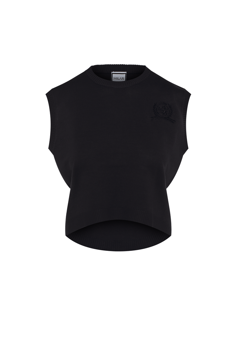 EMBROIDERY KNIT HI LOW VEST