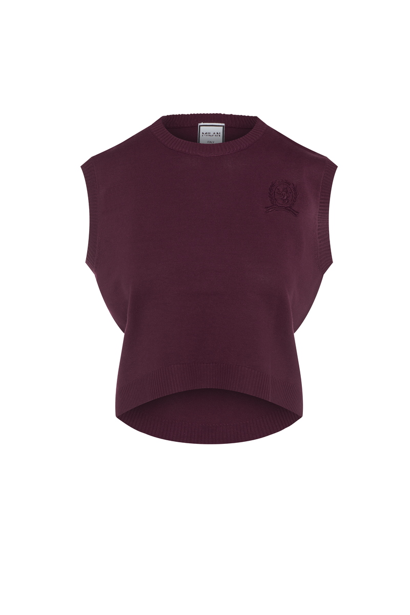 EMBROIDERY KNIT HI LOW VEST
