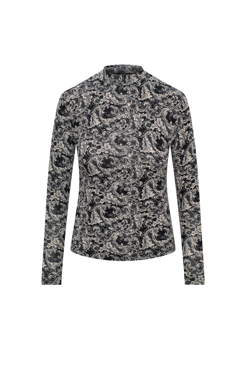 RIFF PRINTED MOCK NECK TEE