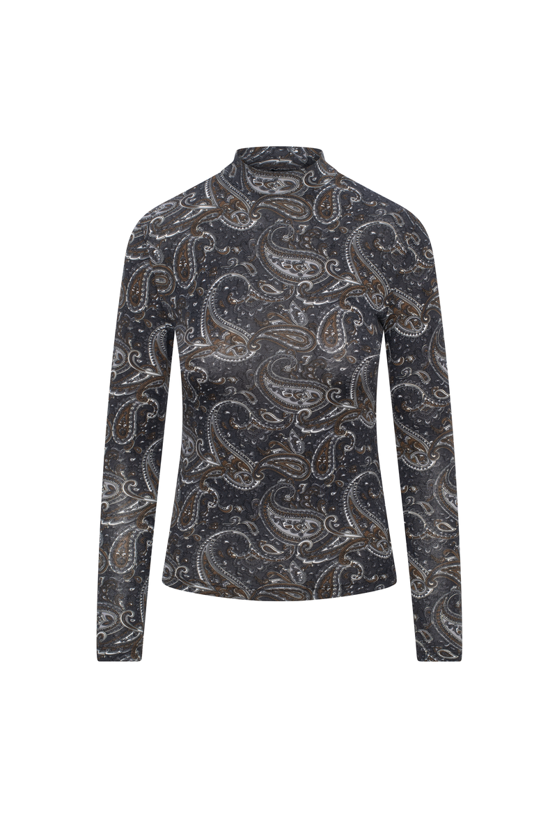 RIFF PRINTED MOCK NECK TEE