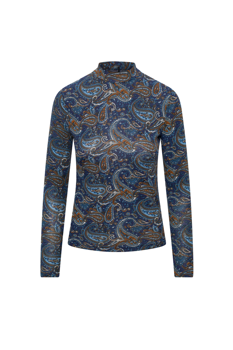 RIFF PRINTED MOCK NECK TEE