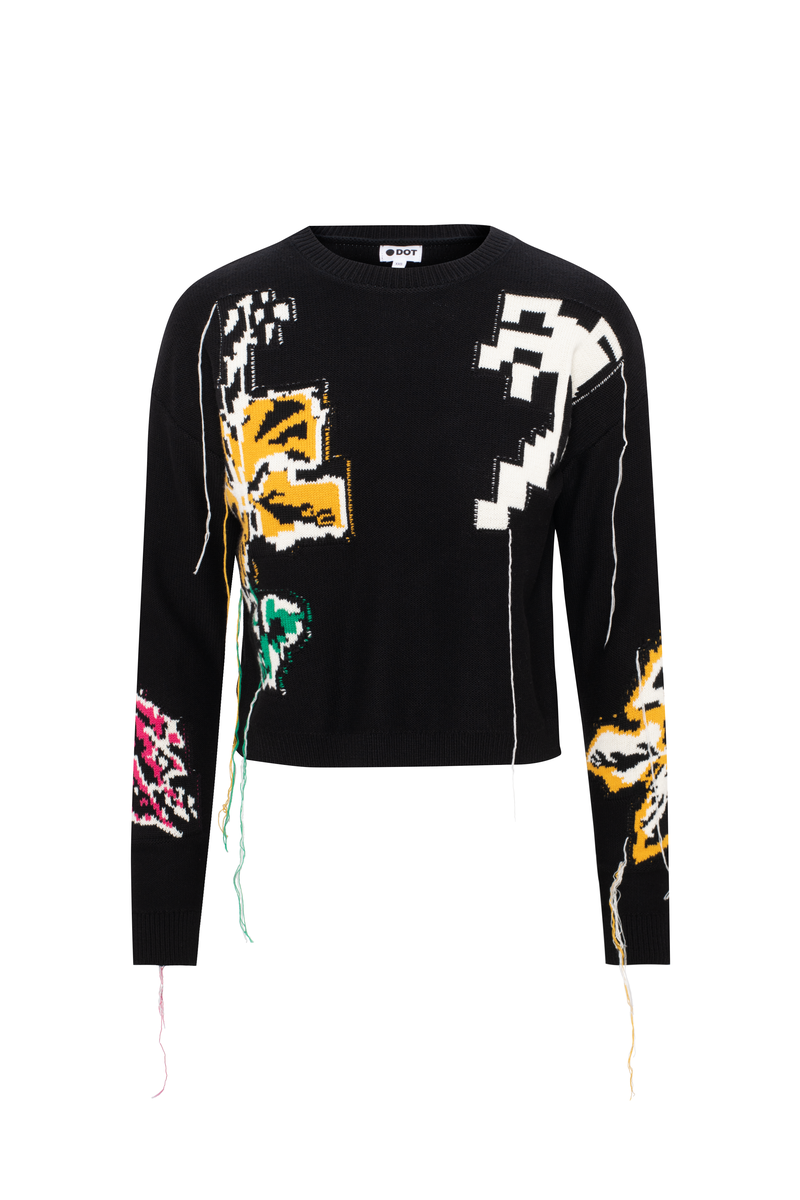 FLORAL FRINGE SWEATER