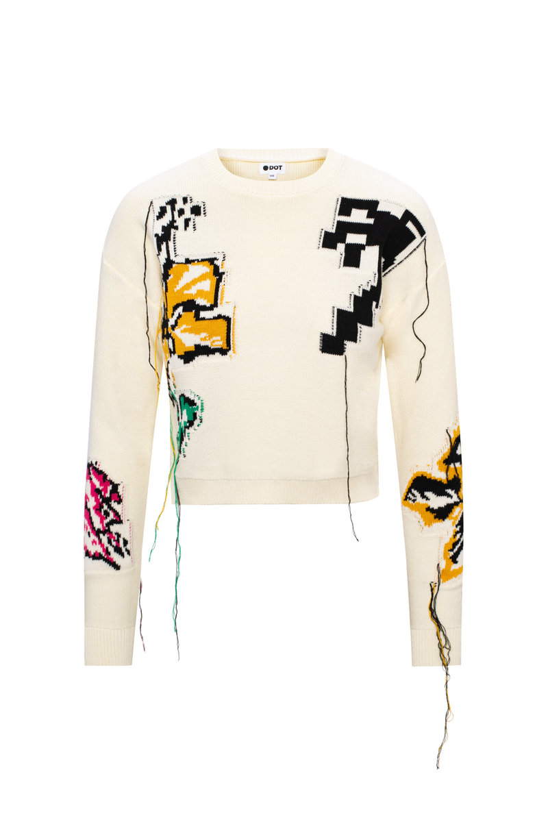 FLORAL FRINGE SWEATER