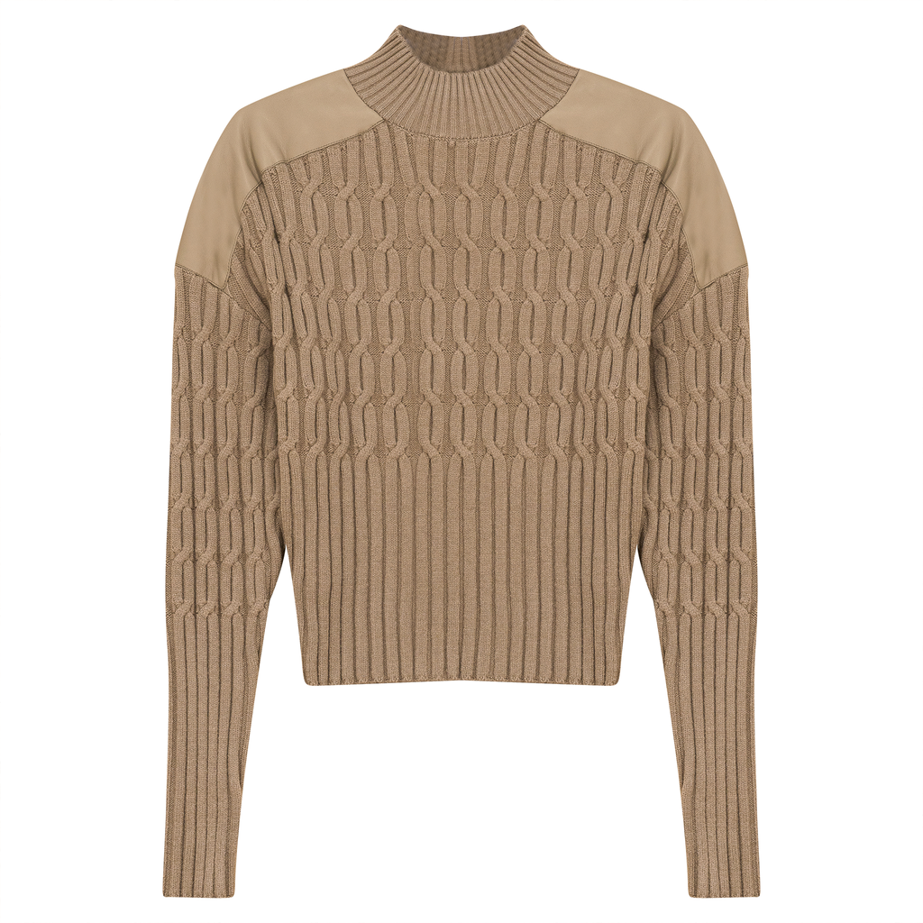 LEATHER COMBO SWEATER