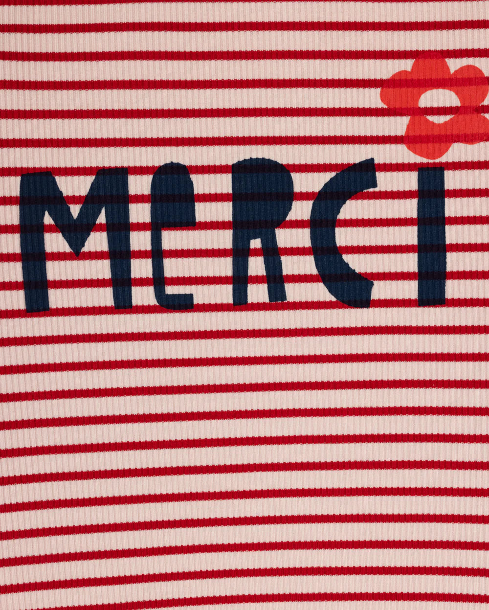 STRIPED FLOWER DETAIL TEE