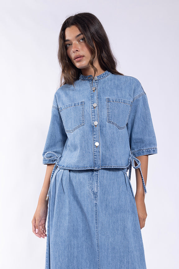 DENIM SIDE-TIE TOP