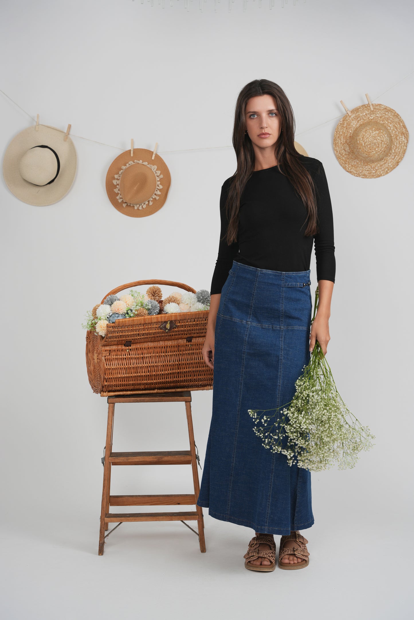 DENIM WASH ULLA MAXI SKIRT