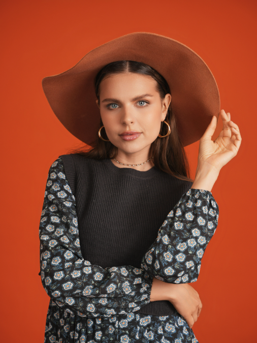 FLORAL DRESS AND KNIT VEST SET