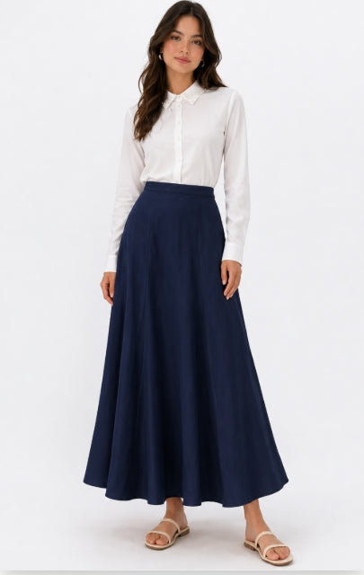 YELLOW LINEN A-LINE SKIRT