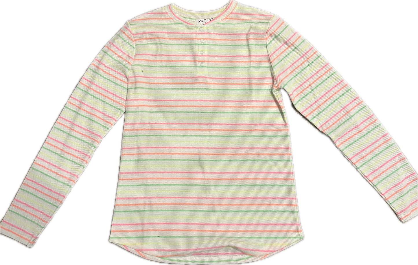 GIRLS MULTI BIG STRIPE WAFFLE TOP