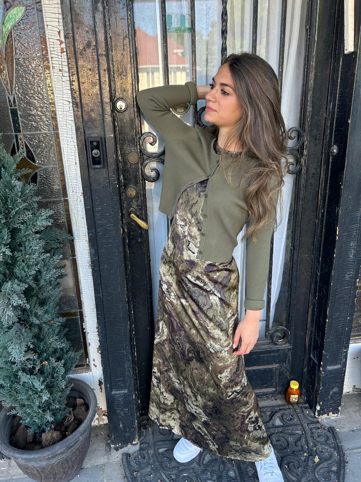 OLIVE SATIN JUMPER
