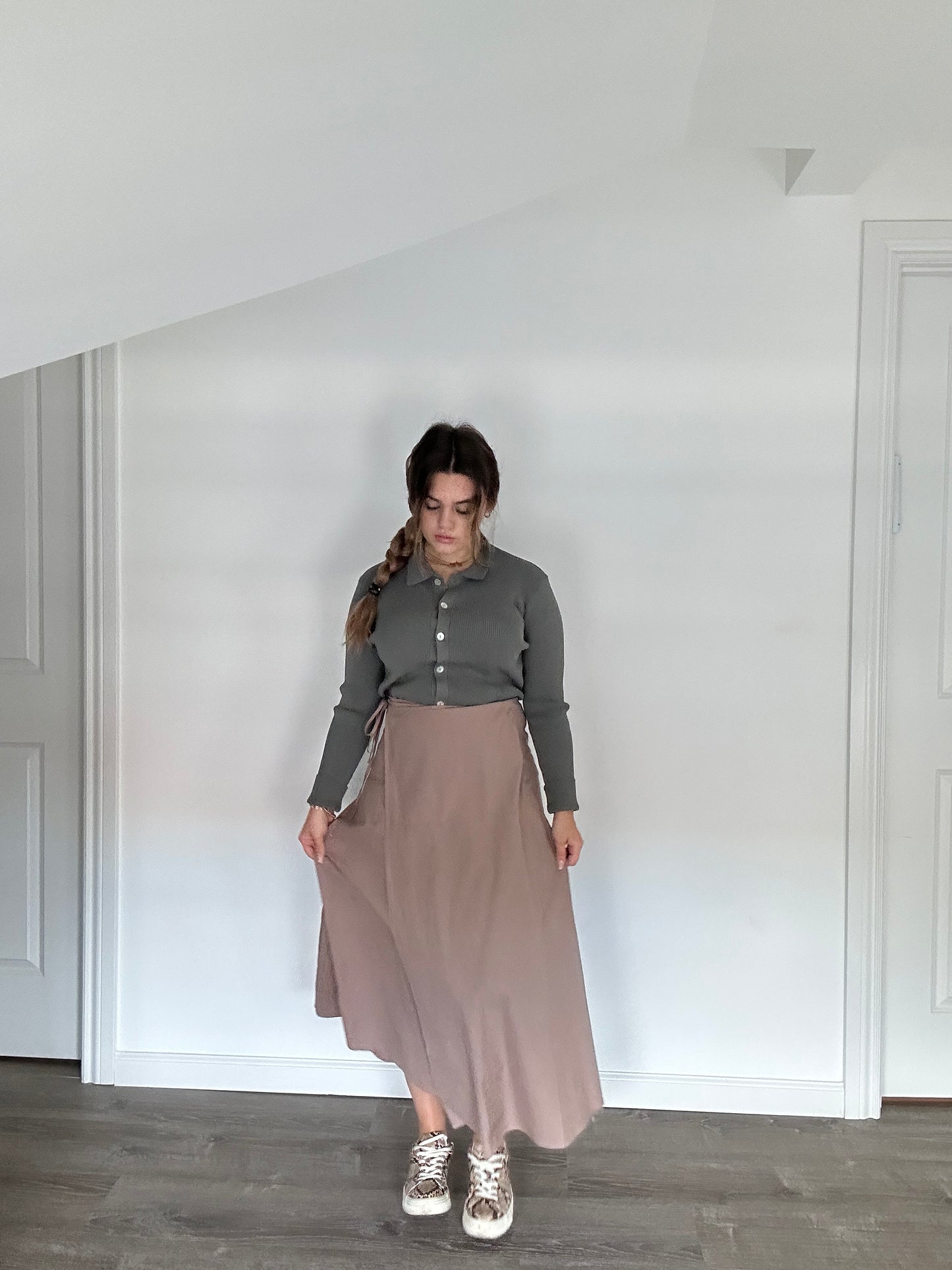 FAUX WRAP COTTON SKIRT