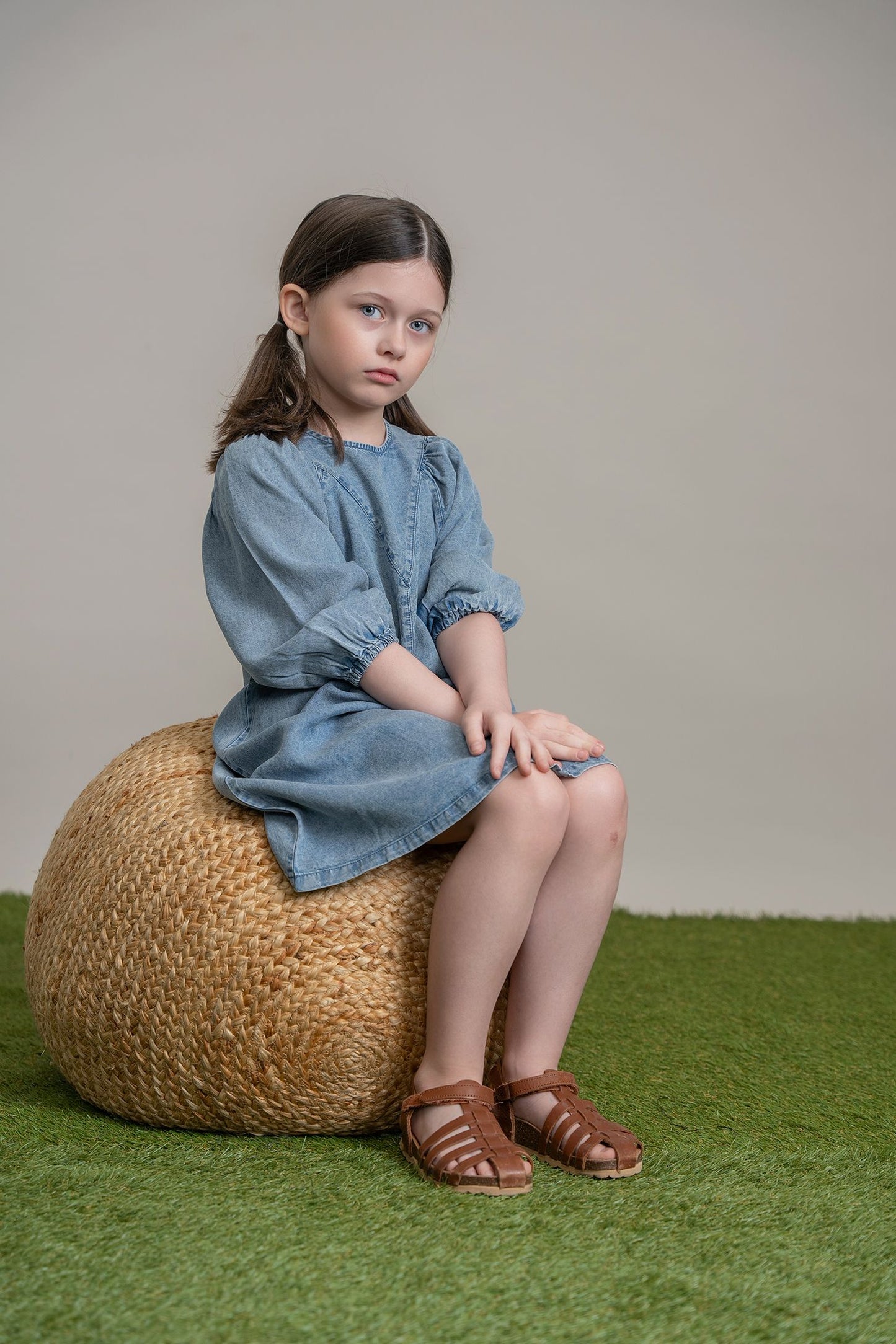 GIRLS WASHED DENIM DRESS