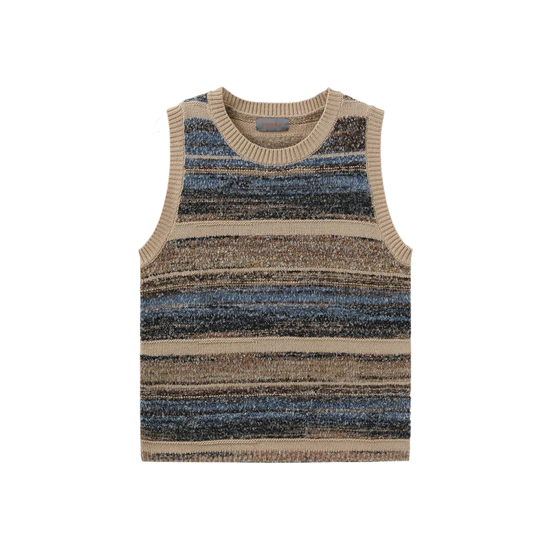 STRIPED MIXED KNIT VEST