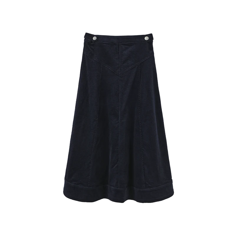 CORDUROY V SEAM MIDI SKIRT