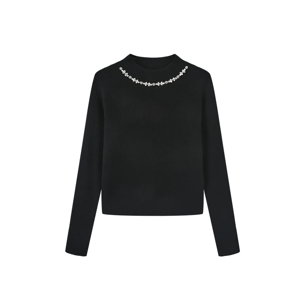 RIBBED KNIT CRYSTLE TOP