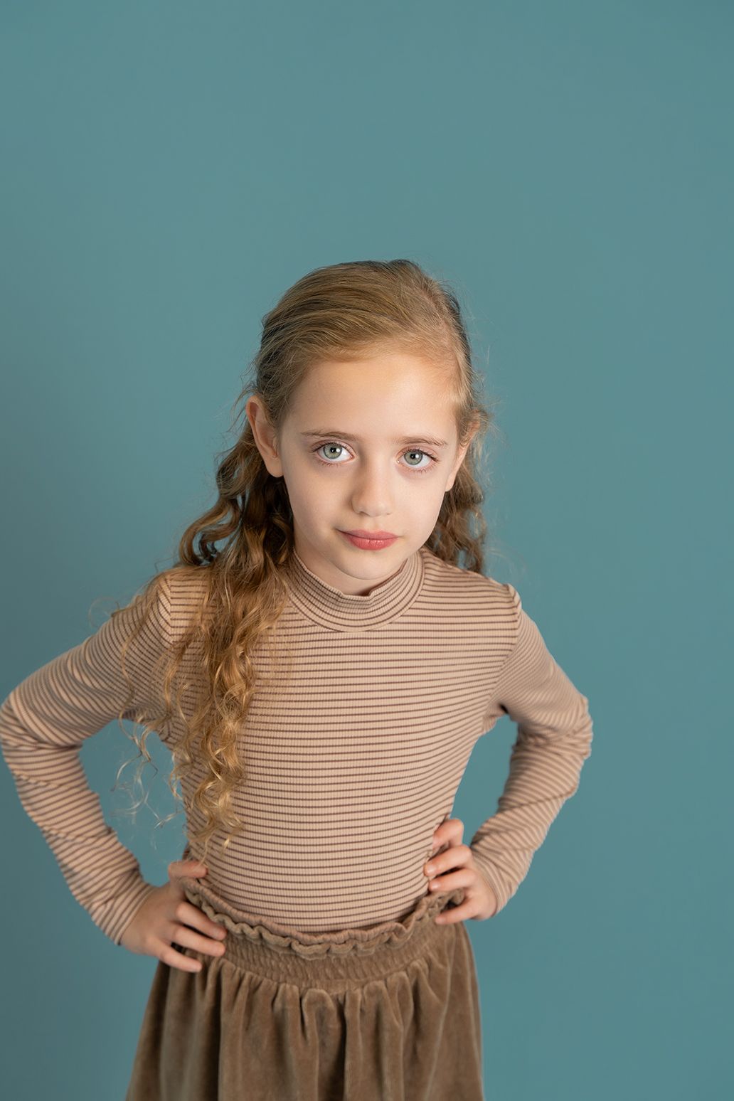 RIB MOCKNECK STRIPED TOP