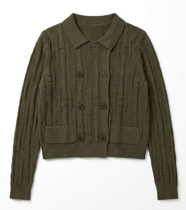 TEXTURED KNIT CARDIGAN WITH DOUBLE PRESSED CLOSURE