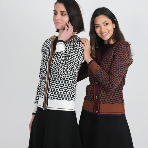 HERRINGBONE DESIGN CARDIGAN