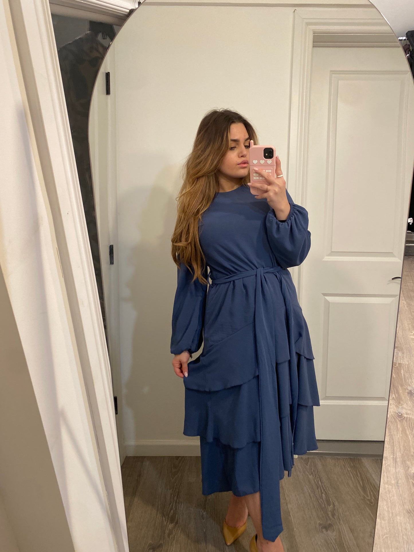 LADIES BLUE RUFFLED DRESS