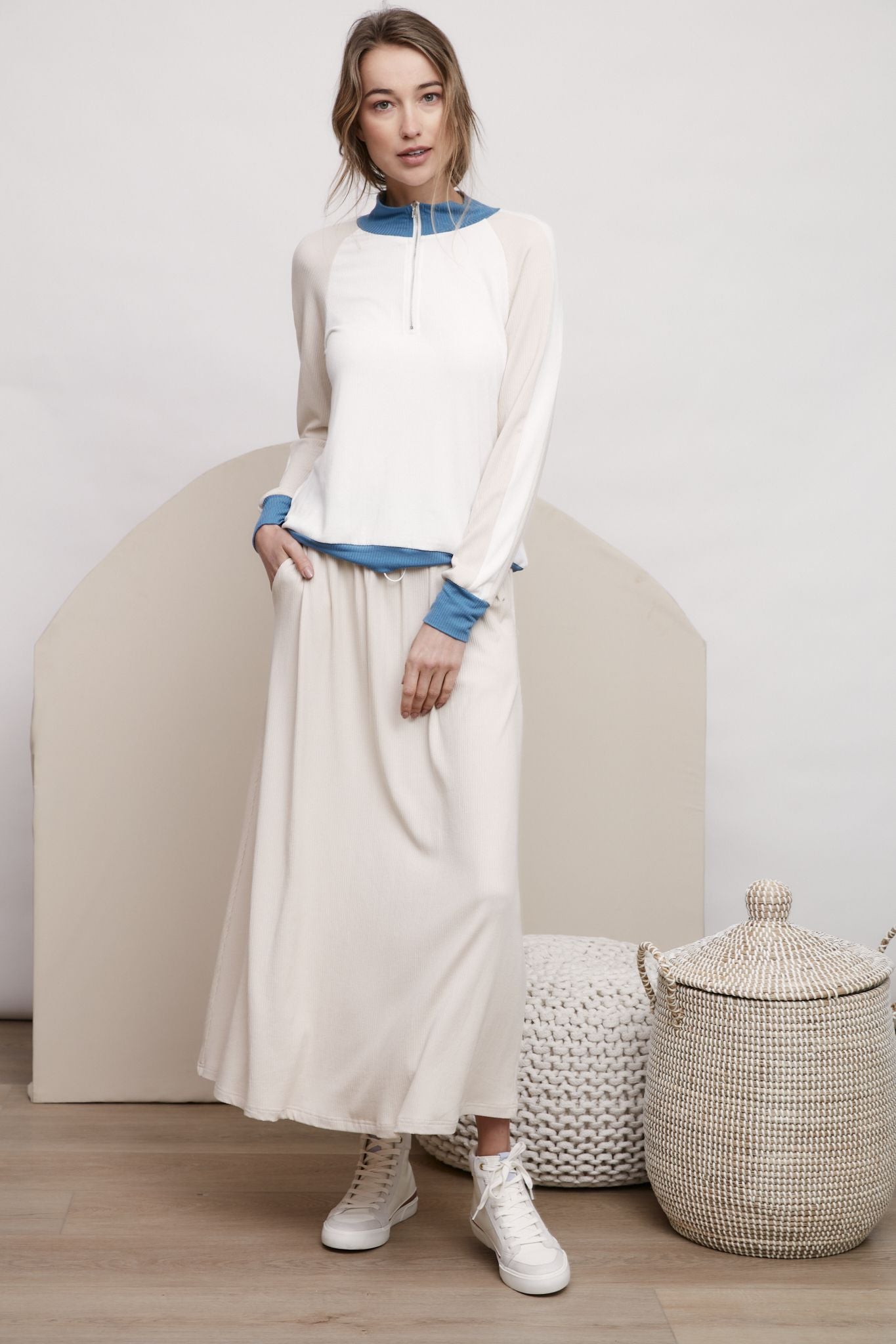 Multi Colored Quarter Zip Top