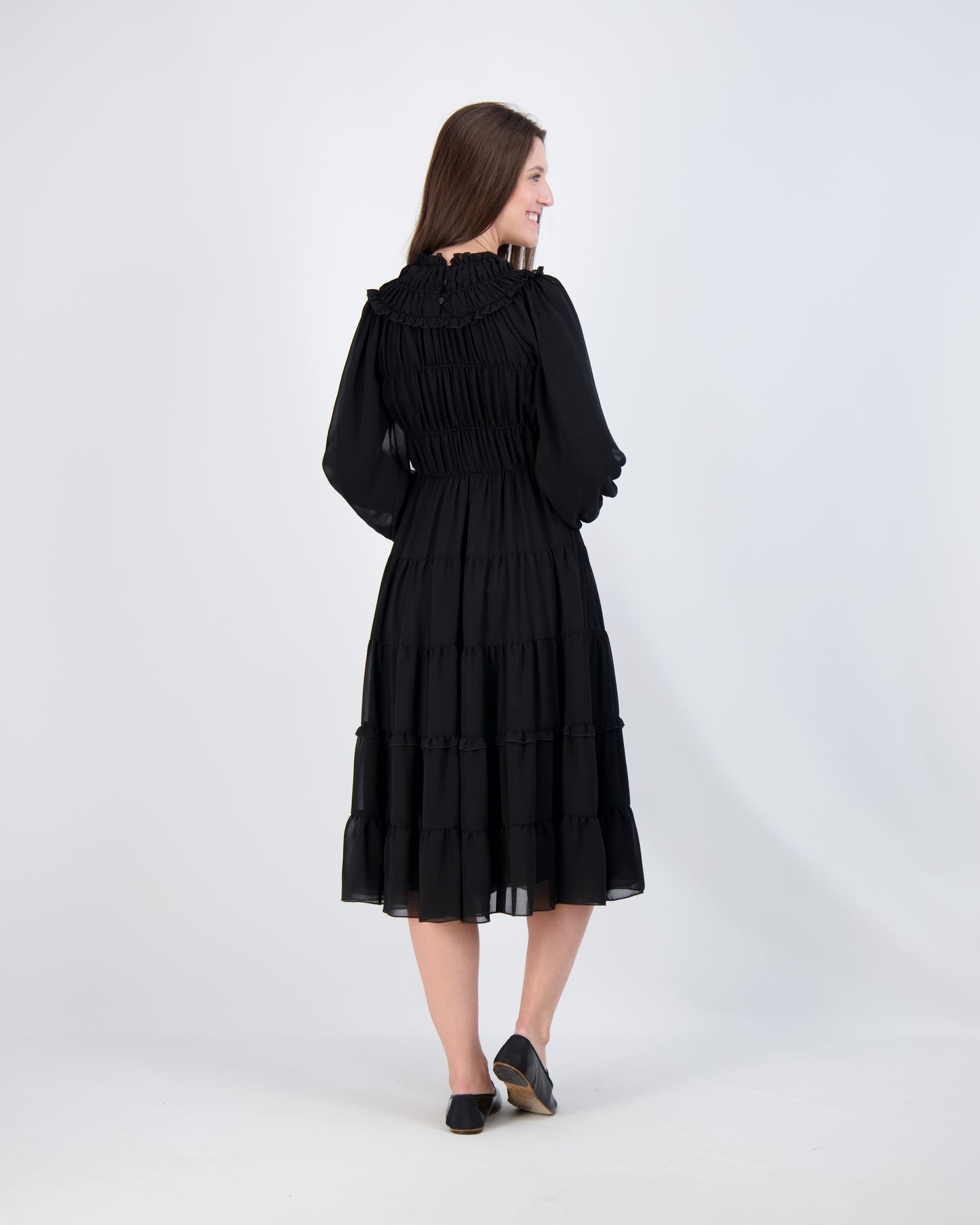 Black Smock Ruffle Dress