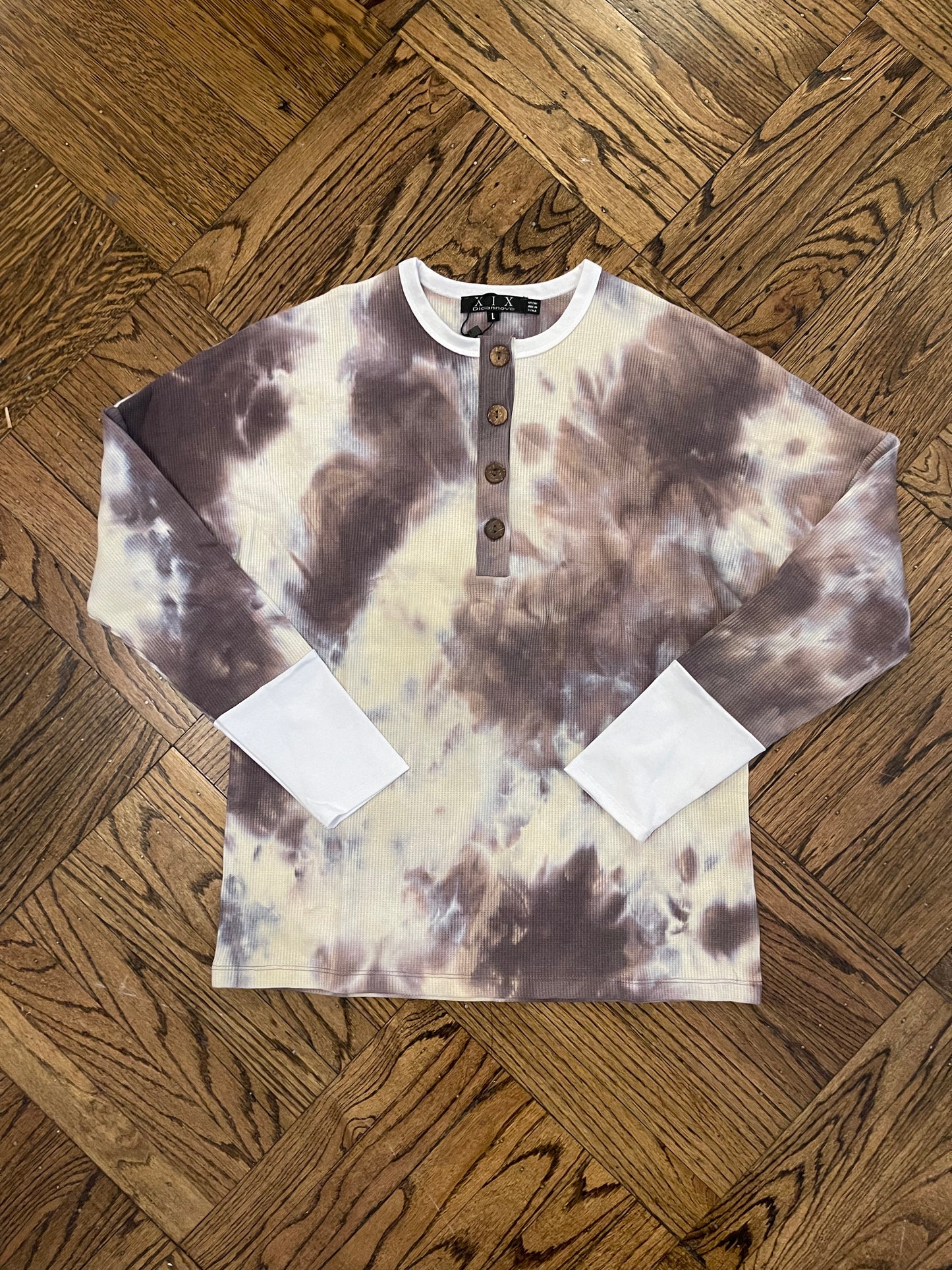 Waffle Contrast Henley Tee