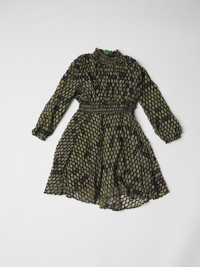 Hunter Green Velvet Honeycomb Print Dress Fallon's Hunter Green Velvet Honeycomb Print Dress Fallon's
