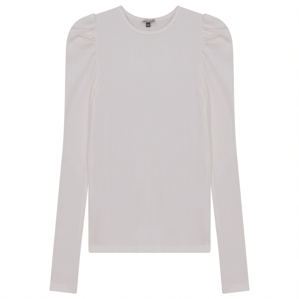 Ruff Sleeve Wide Rib Top