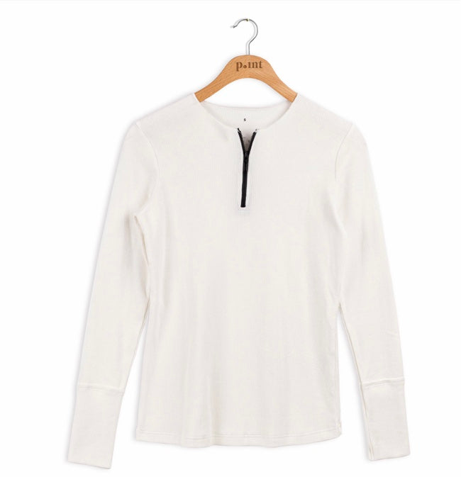 Point Ribbed Zip Top