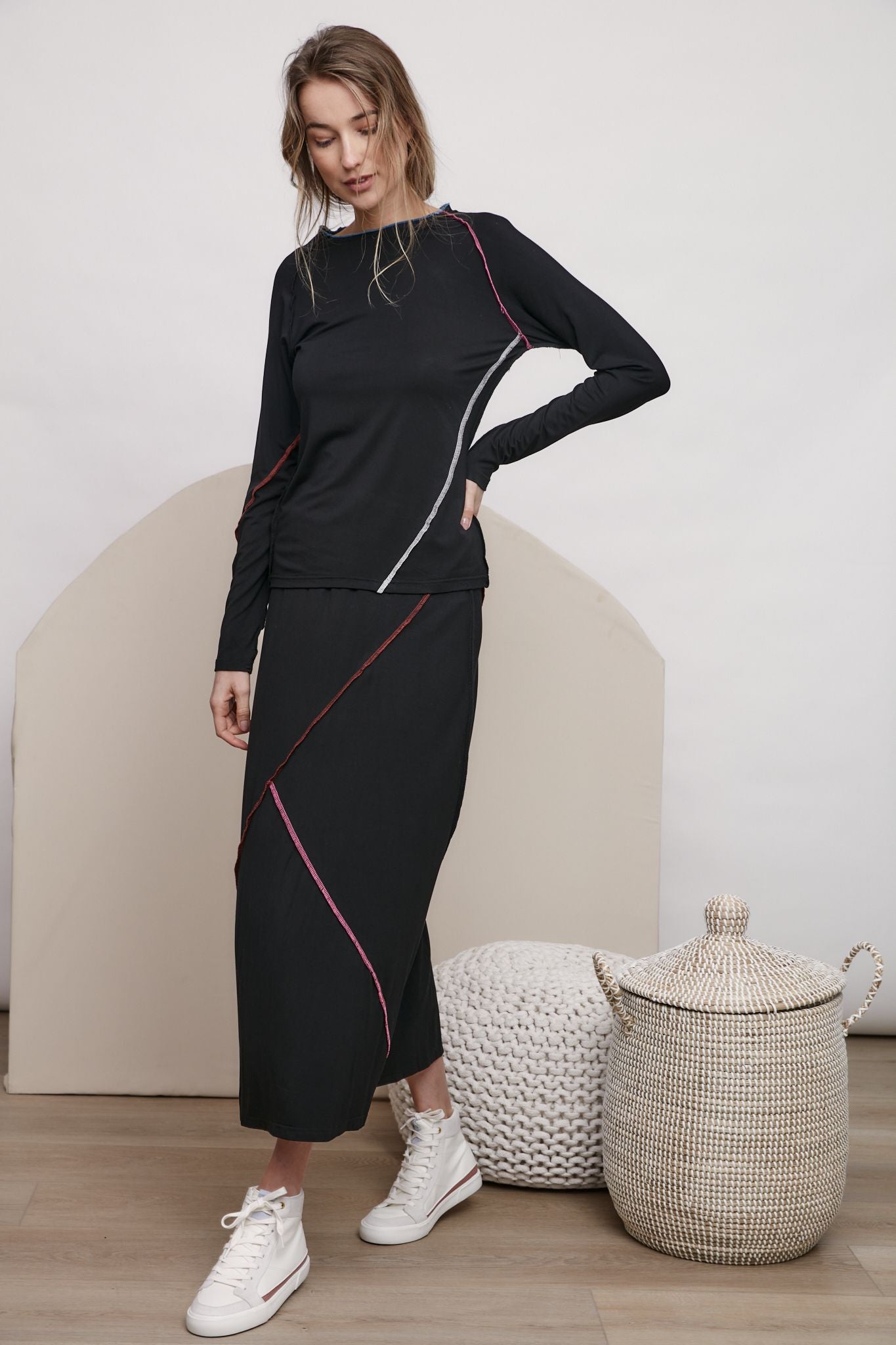 Black with Multicolored Stitching Set