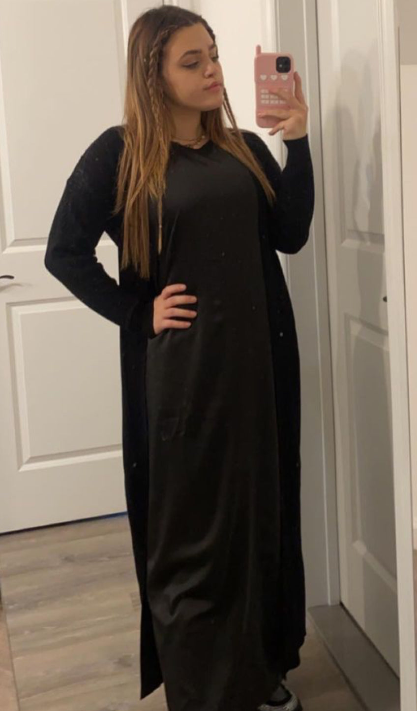 Point Cable Knit Maxi Cardigan