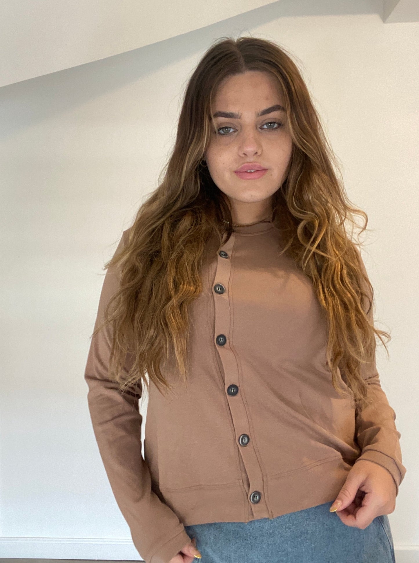 CREW NECK COTTON CARDIGAN