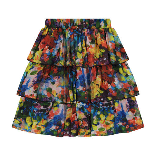 Multicolored Floral Print Tiered Skirt Set