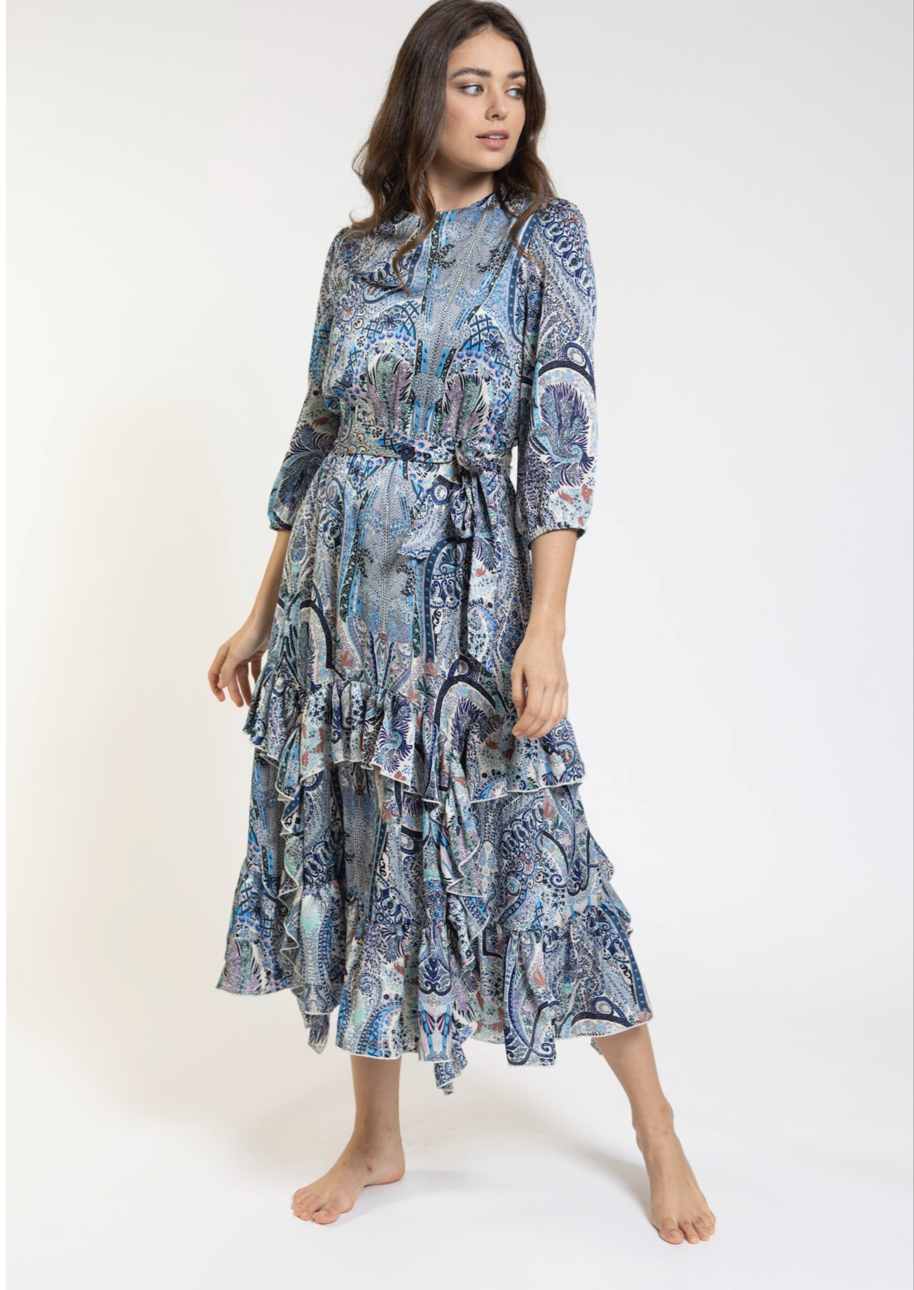 BLUE MULTICOLOR PRINT DRESS