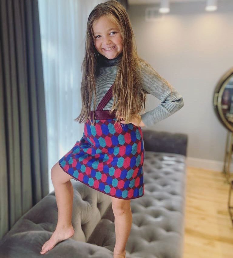 Plaid Knit Skirt Jumper