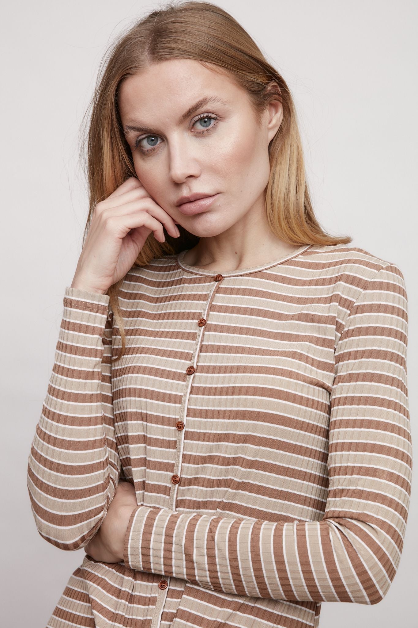 Striped Button Top