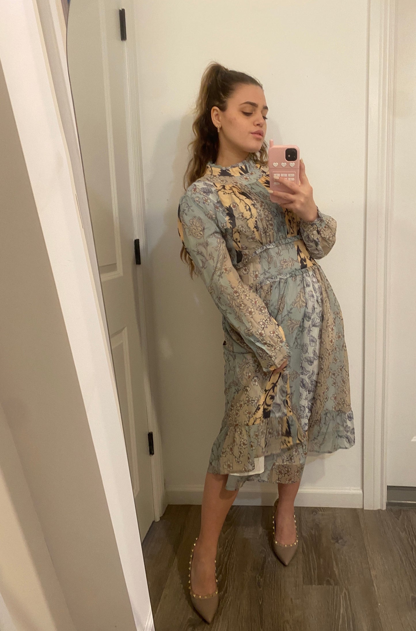 YELLOW FRONT PLEAT DRESS