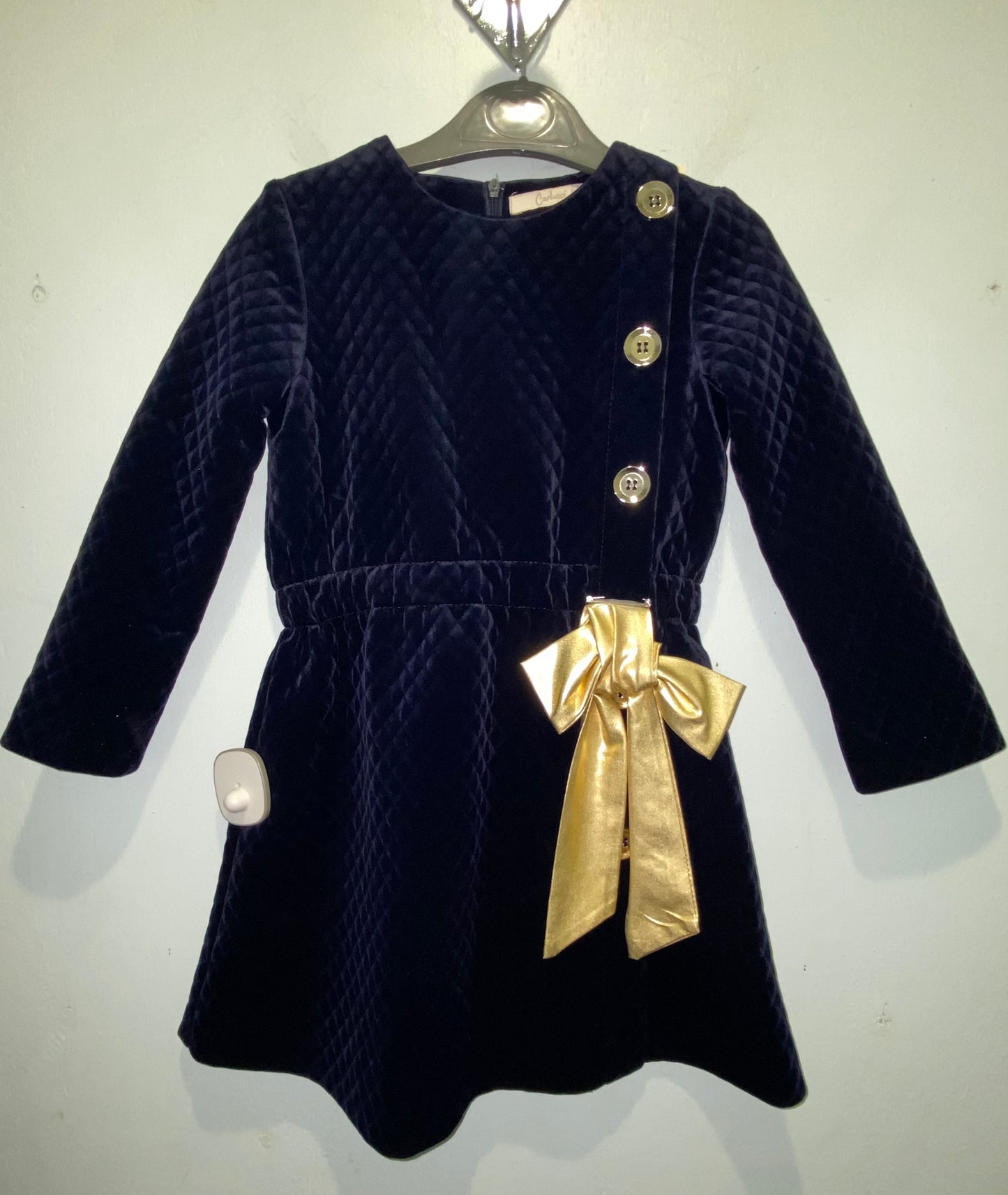 Navy/ Gold Bow Dress