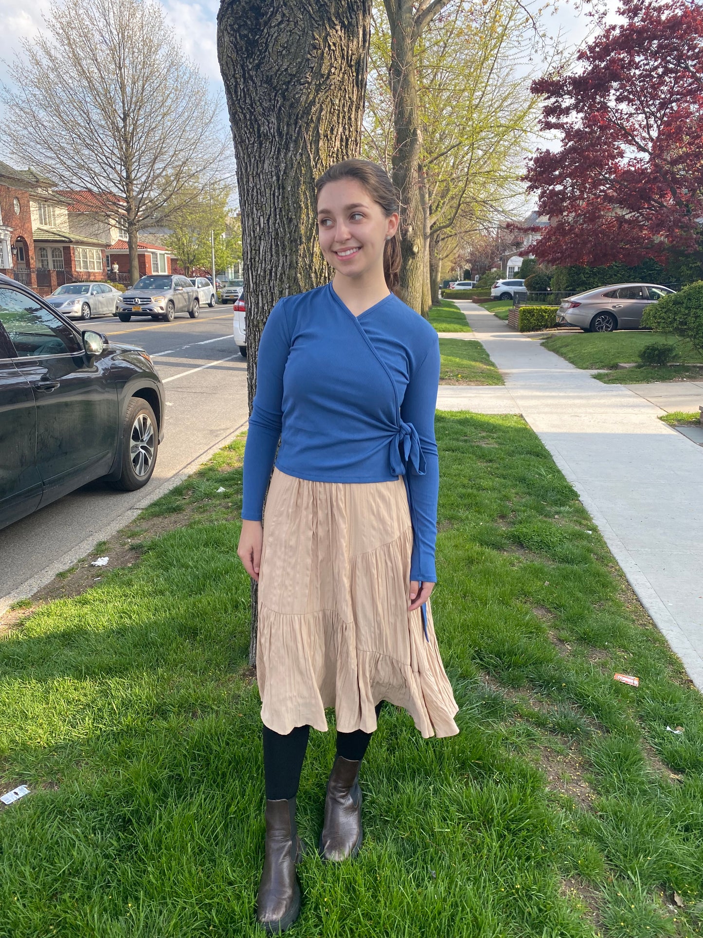 Silky Crinkle Taupe Skirt