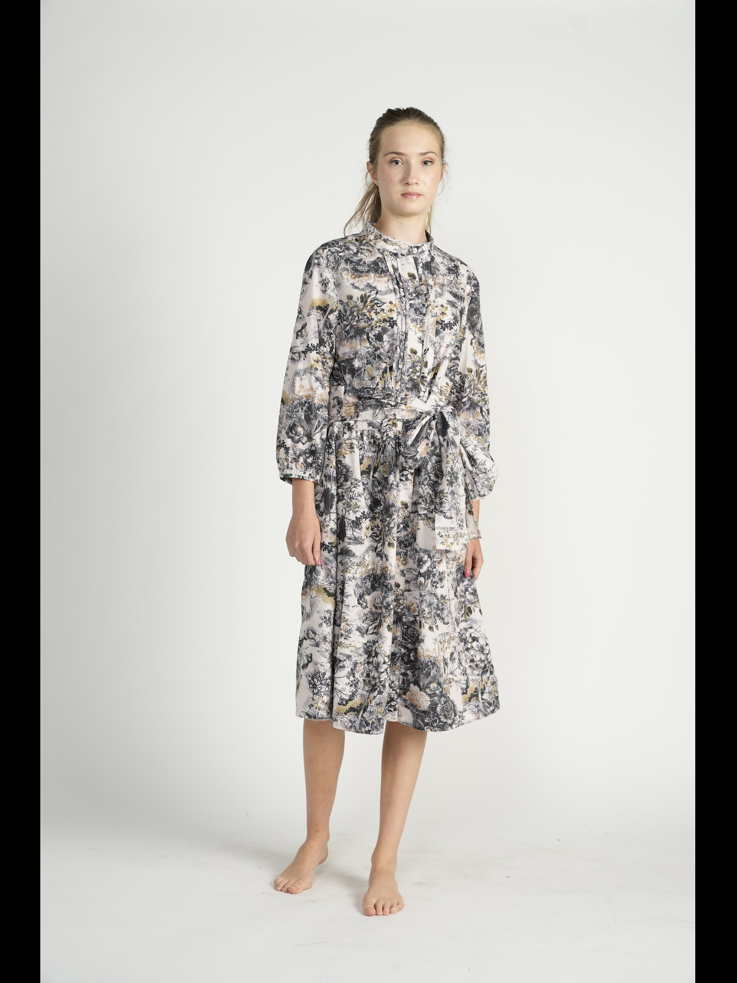 Beige Multi Flower Print Dress