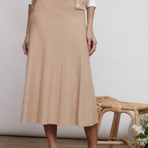 Long A-Line Beige Skirt