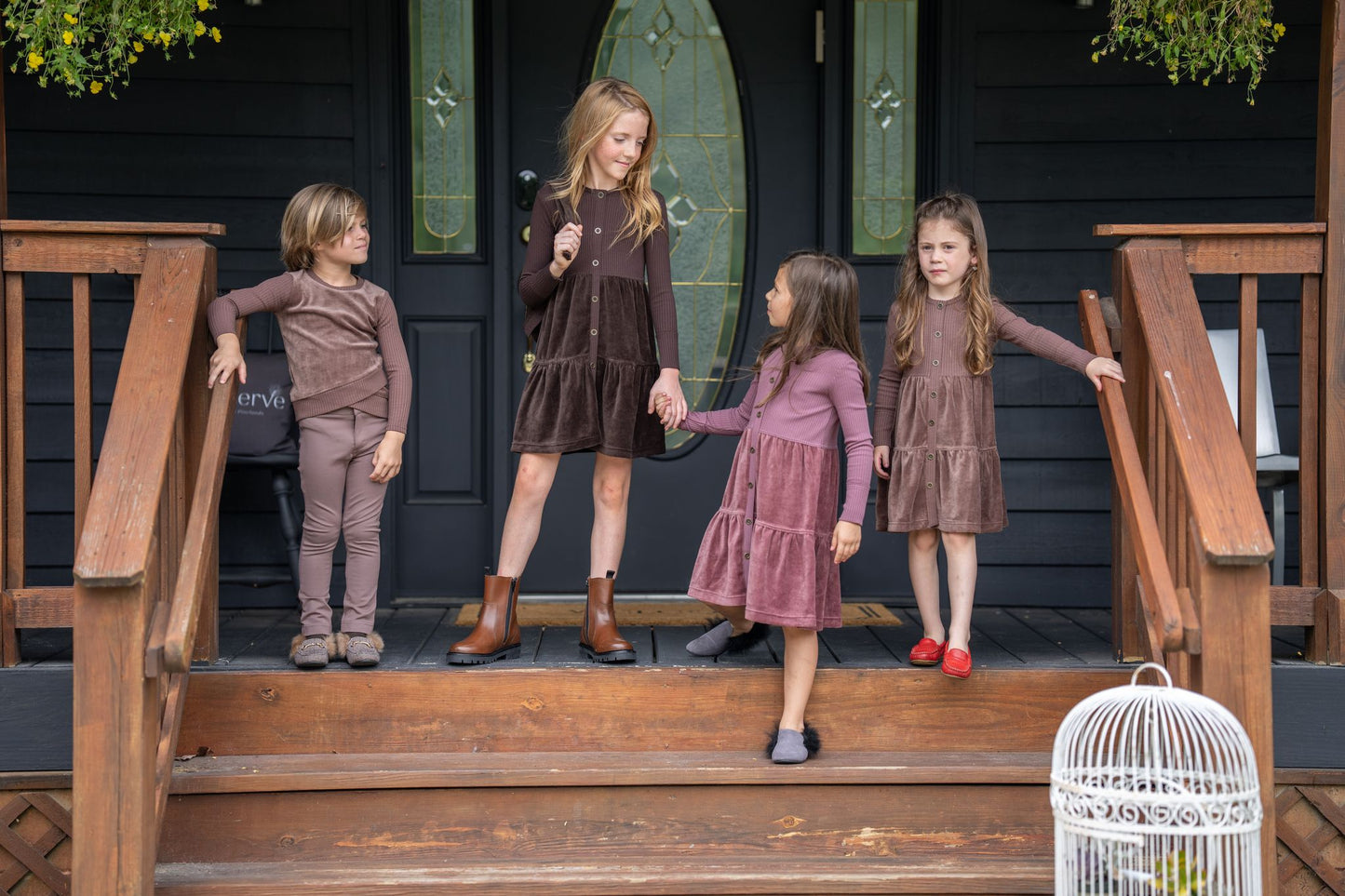 Velour Button Tiered Dress