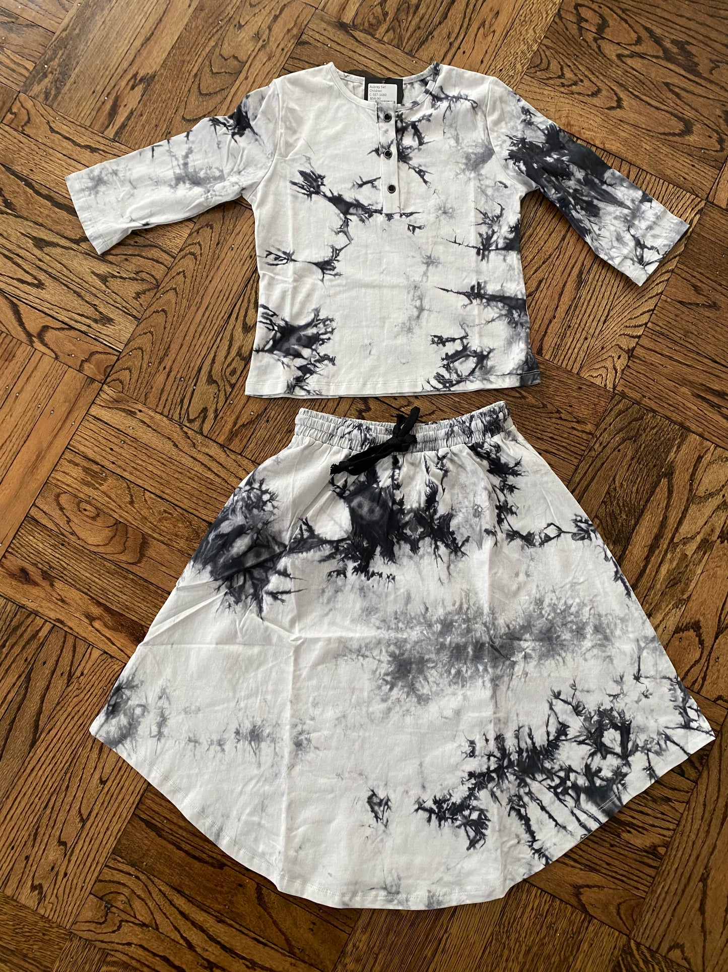 Black Tie Dye Henley Set