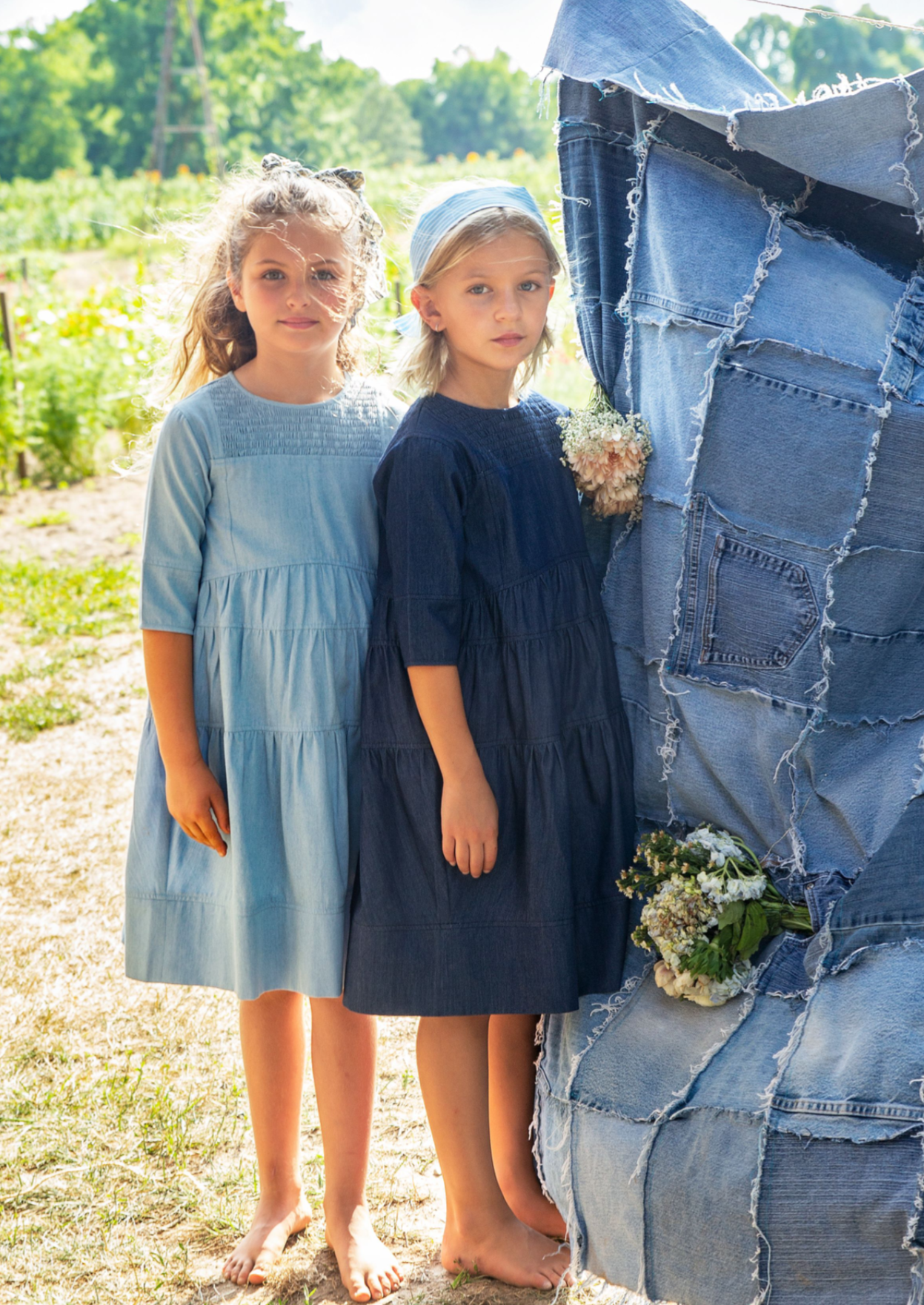 GIRLS DENIM CUT AND SEW SMOCK DRESS Fallon's GIRLS DENIM CUT AND SEW SMOCK DRESS Fallon's